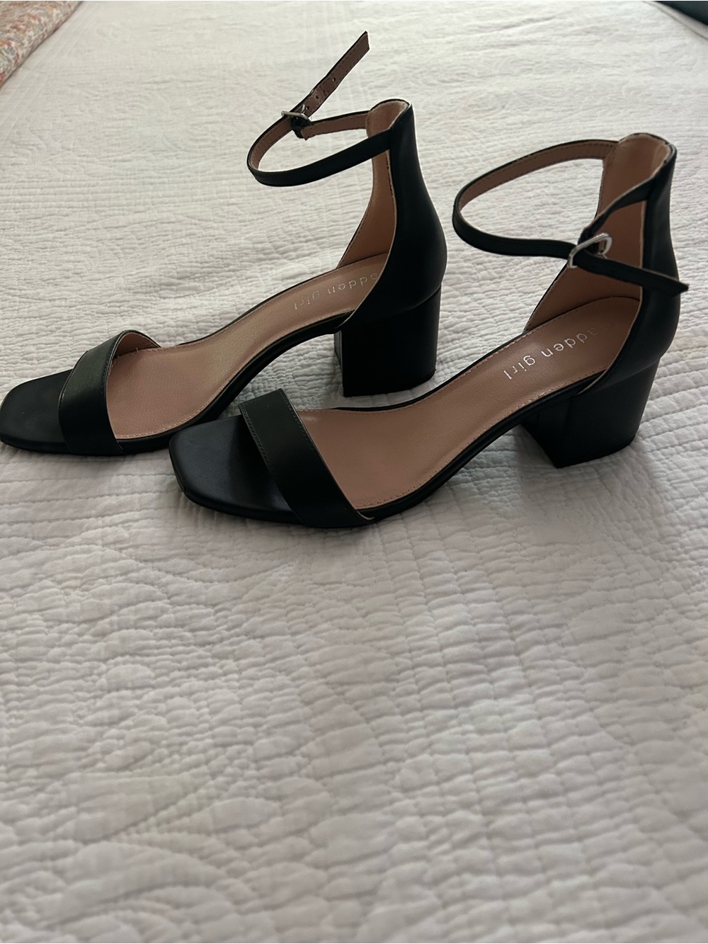 Madden Girl Black Ankle-Strap Block Heel Sandals- NWOT - Picture 2 of 5